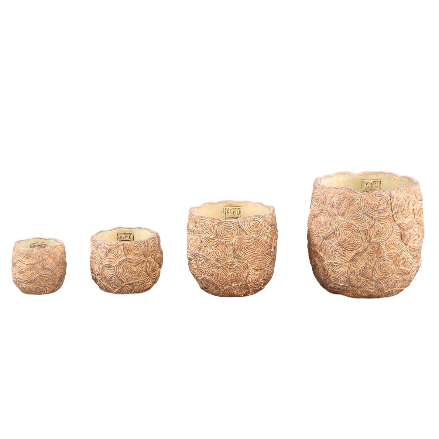 Jaimme Bruine Cement Pot Circles Set van 12 Stuks 9x12x12 cm