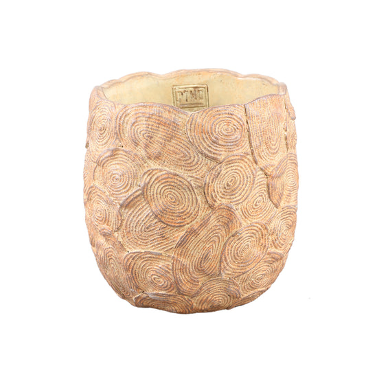 Jaimme Bruine Ronde Cementpot Circles L – Set van 6 Stuks - 6 Sets 18x18x18 cm