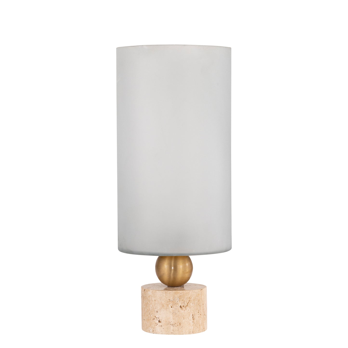 Levee White Glass Stormlight Travertine Base L
