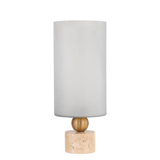 Levee White Glass Stormlight Travertine Base L