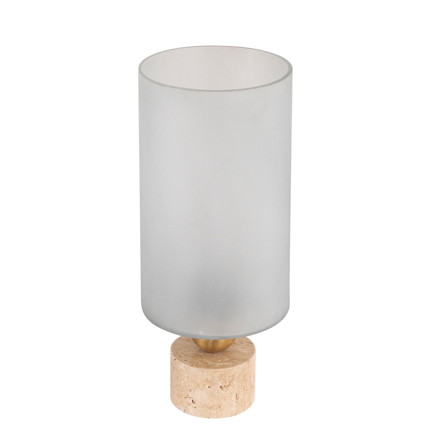 Levee White Glass Stormlight Travertine Base L