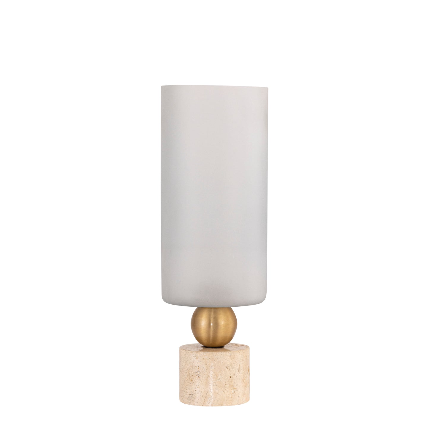 Levee White Glass Stormlight Travertine Base S