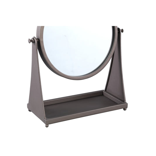 Francess Brown Round Iron Table Mirror Flowers Low