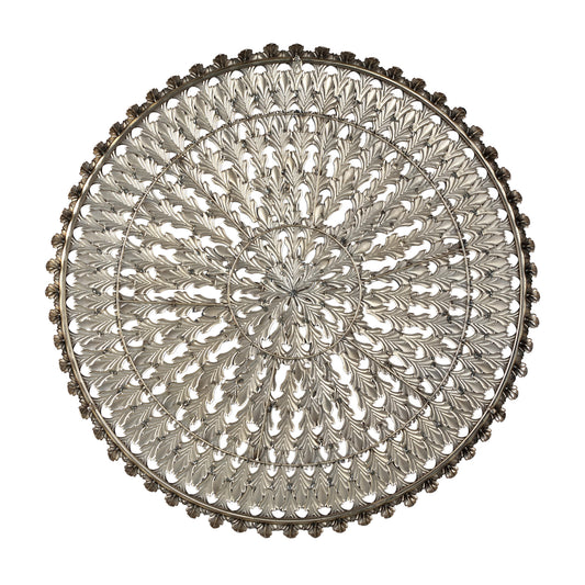 Xavery Bronzen Rond Ijzeren Wandpaneel Met Gesneden Look L 120x120x8 cm