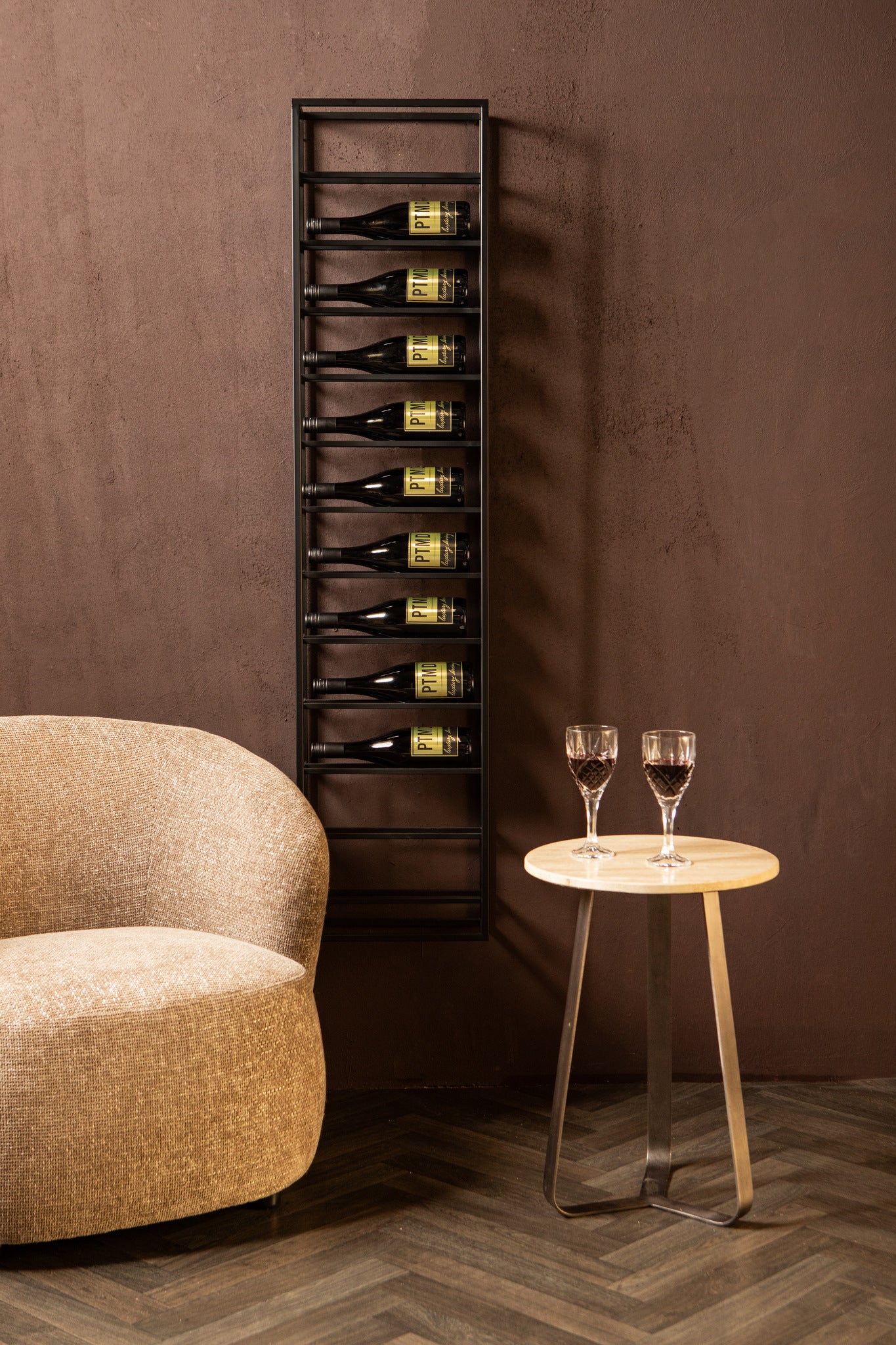 Kentyn Black Rectangle Iron Wine Rack Large