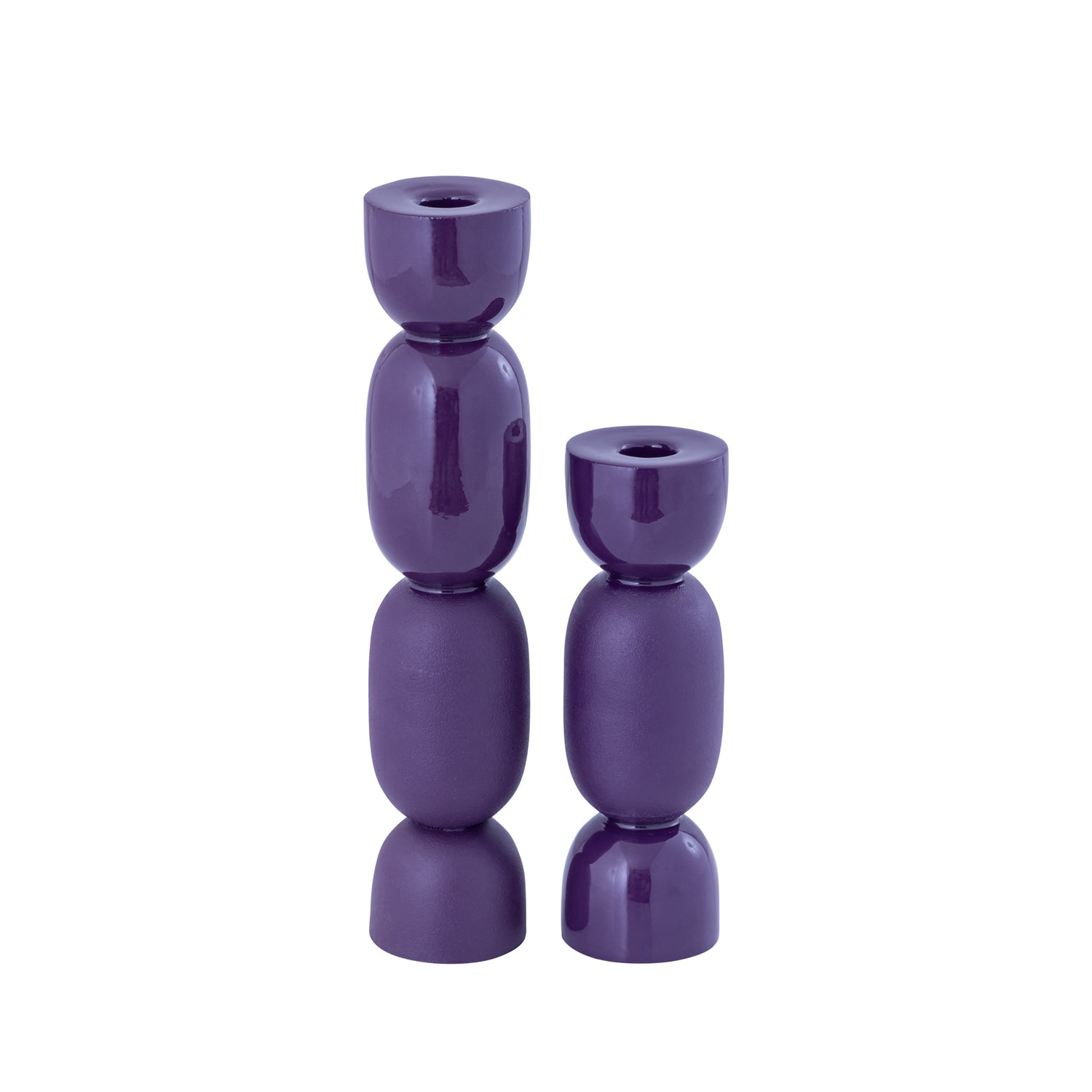 Cairy Donkerpaarse Ijzeren Kandelaar Mat Glanzend Set van 4 20x6x6 cm
