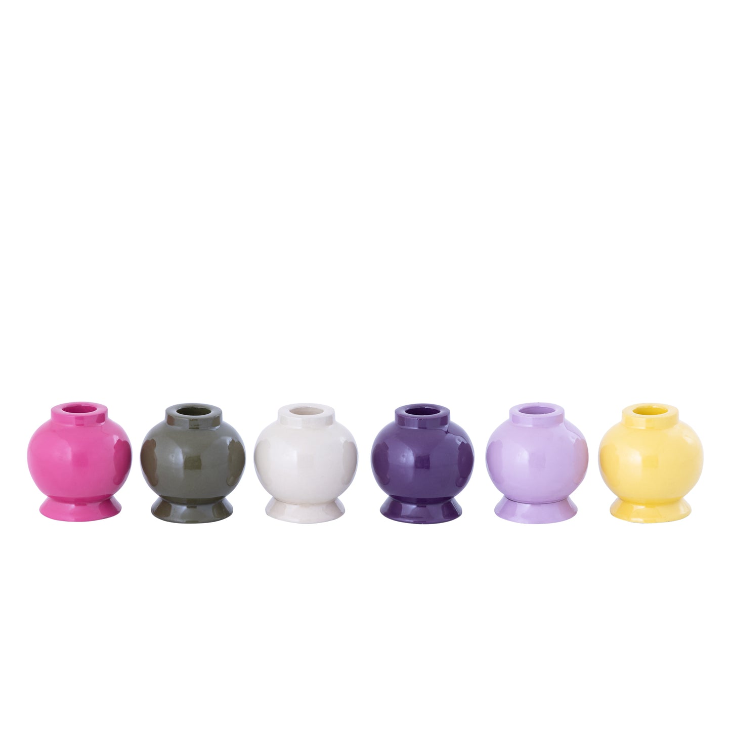 Ingere Roze Kandelaar Set van 6 Stuks - Rond Gegoten Aluminium 6x6x6 cm