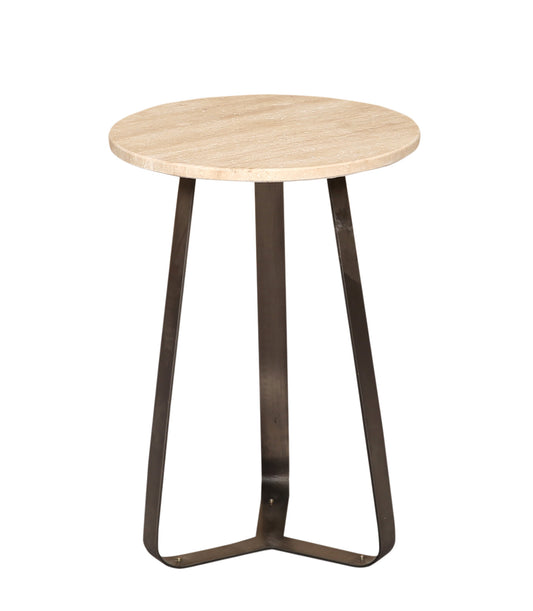 Micka Zwarte Travertijn Koffietafel Rond Klein 56x40x40 cm