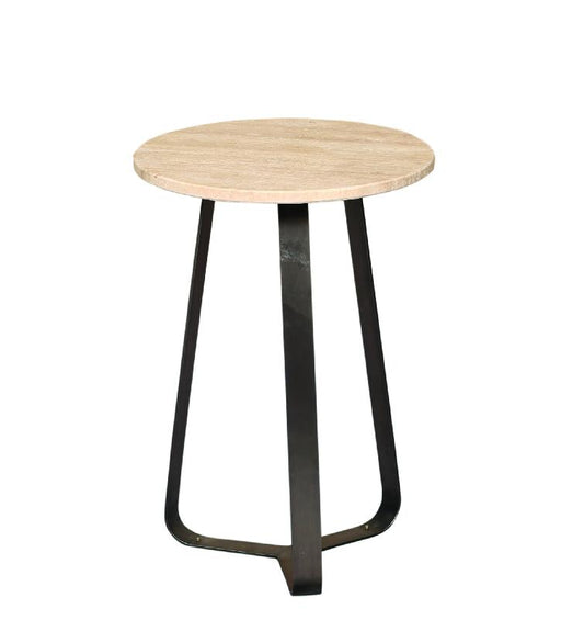 Micka Zwarte Travertijn Koffietafel Rond Klein 56x40x40 cm