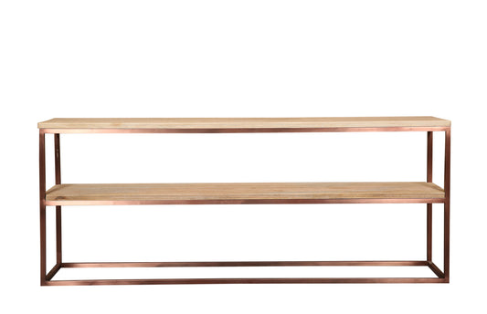 Zoah Koperen Mango Hout Bijzettafel Met Dubbel Niveau 80x200x45 cm