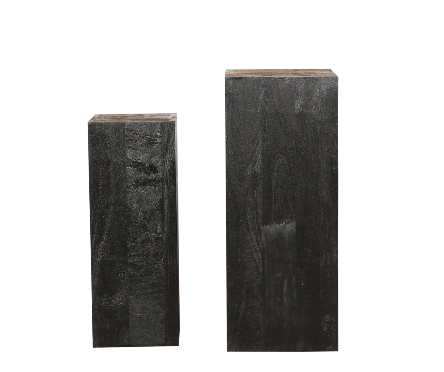Kyro Zwarte Zandgestraalde Mangohout Zuil Set van 2 90x35x35 cm