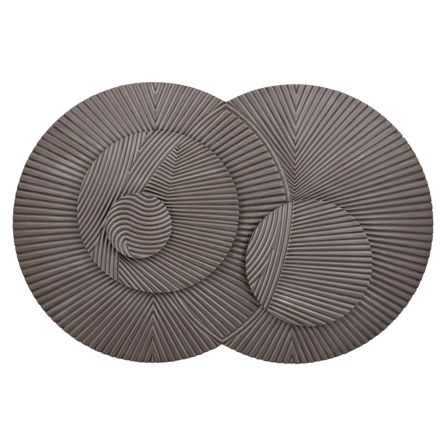 Thikra Brown Double Circles Mdf Wall Panel Carved