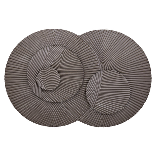 Thikra Brown Double Circles Mdf Wall Panel Carved