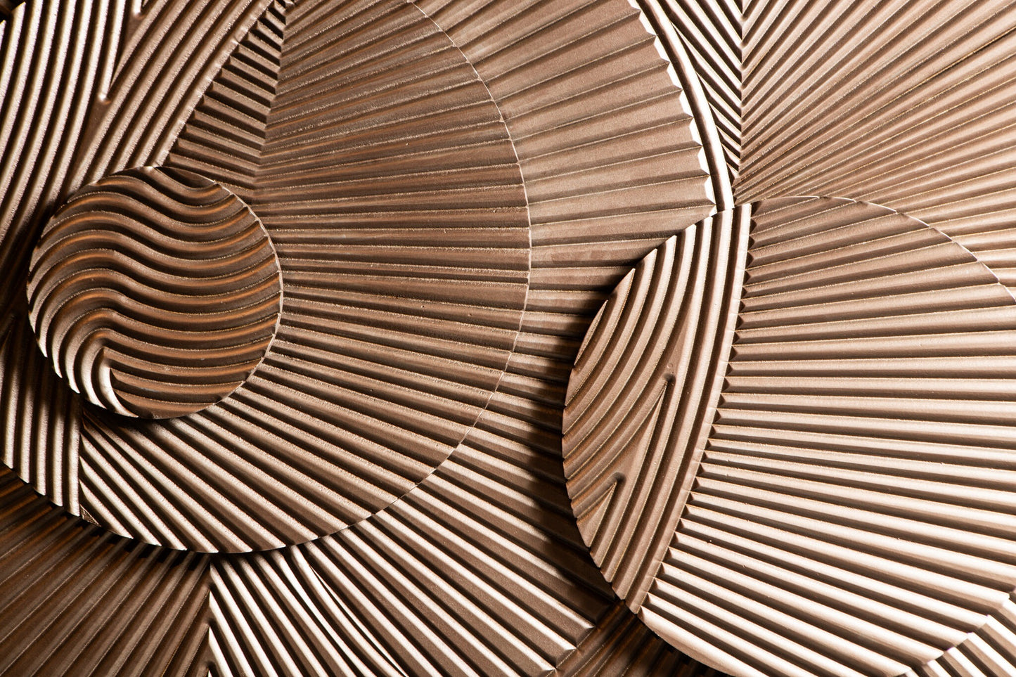 Thikra Brown Double Circles Mdf Wall Panel Carved