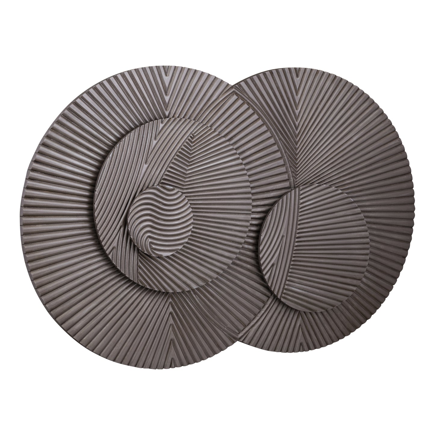 Thikra Brown Double Circles Mdf Wall Panel Carved