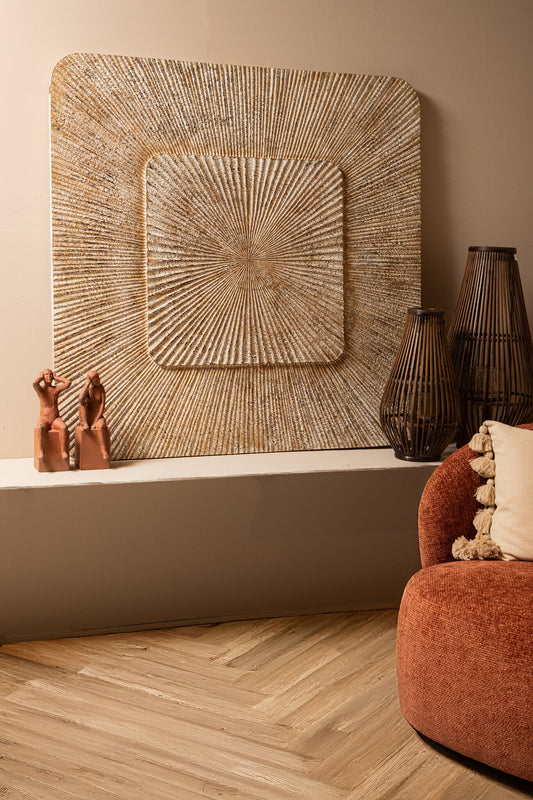 Dishita Cream Square Mdf  Wall Panel Ribbed Small