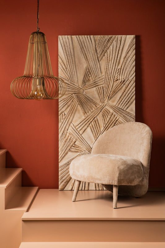 Raihan Cream Rect. Mdf Wall Panel Knotted Look