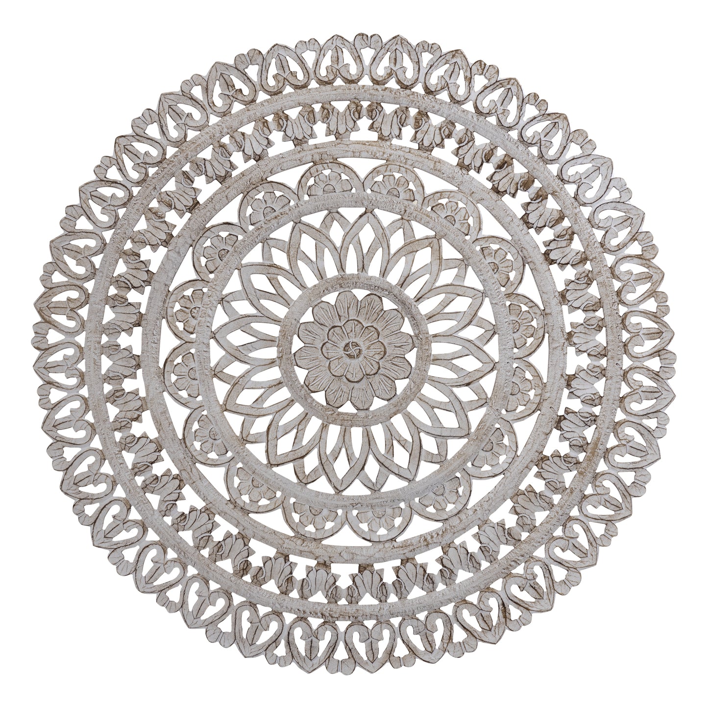 Farris Cream Round Mdf Wall Panel Carved L