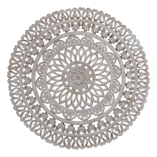 Farris Cream Round Mdf Wall Panel Carved L