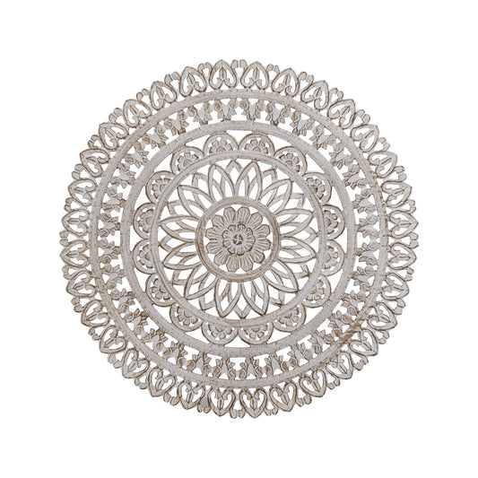 Farris Cream Round Mdf Wall Panel Carved S