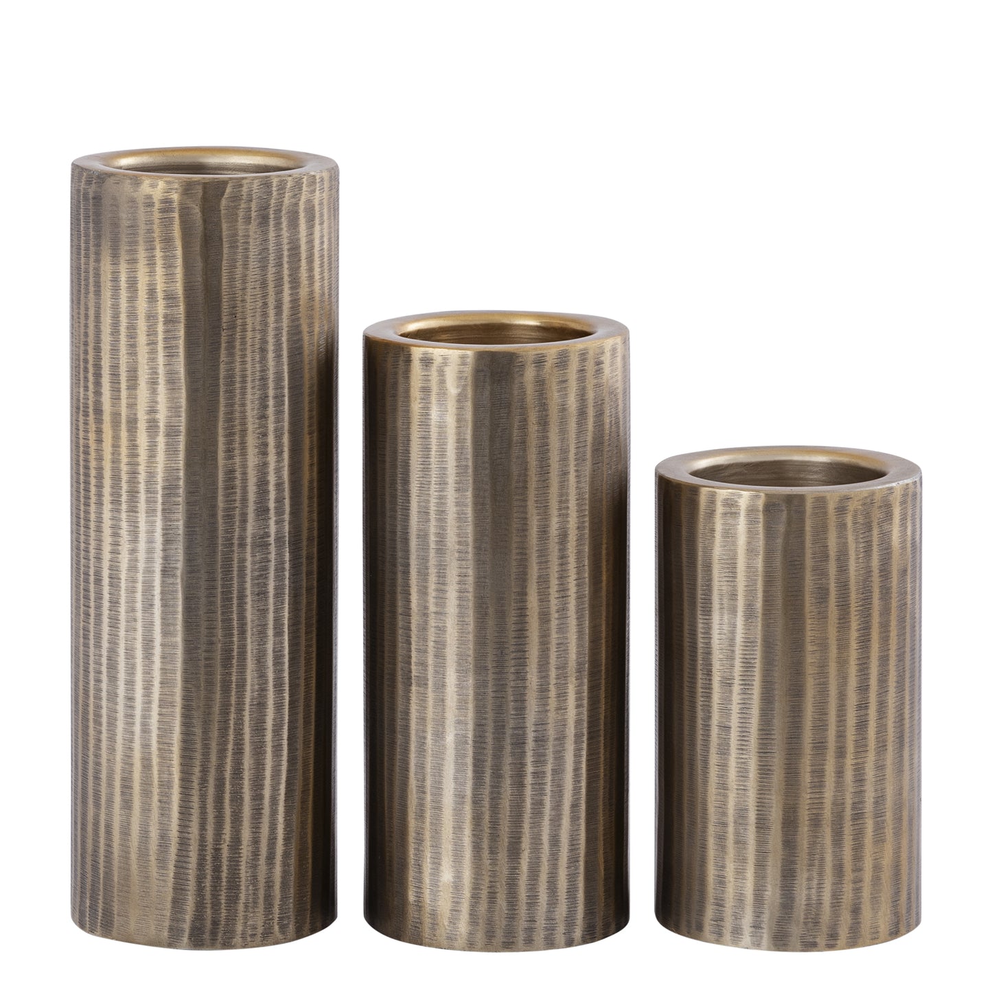 Jowad Antique Gold Kandelaar Set van 2 Aluminium Geribfeld M 29x13x13 cm