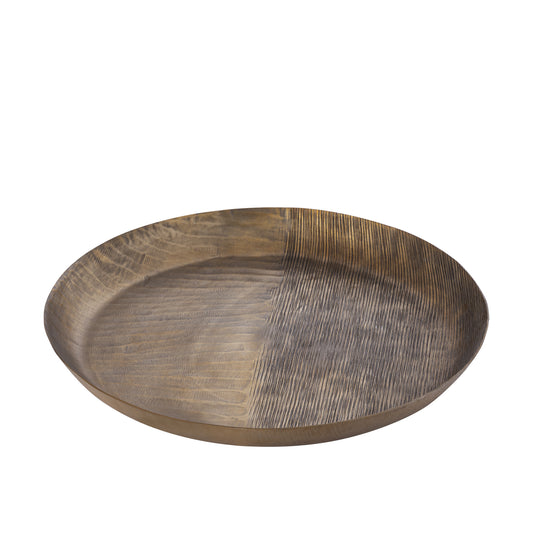 Jowad Antieke Goudkleurige Aluminium Schaal Geribd Rond L Set van 2 - 2 Sets 4.5x46.5x46.5 cm