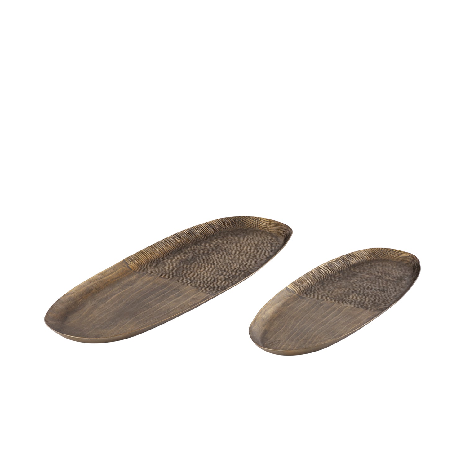 Jowad Antieke Goud Aluminium Schaal Geribd Ovaal S - Set van 4 Stuks 2x50x21 cm
