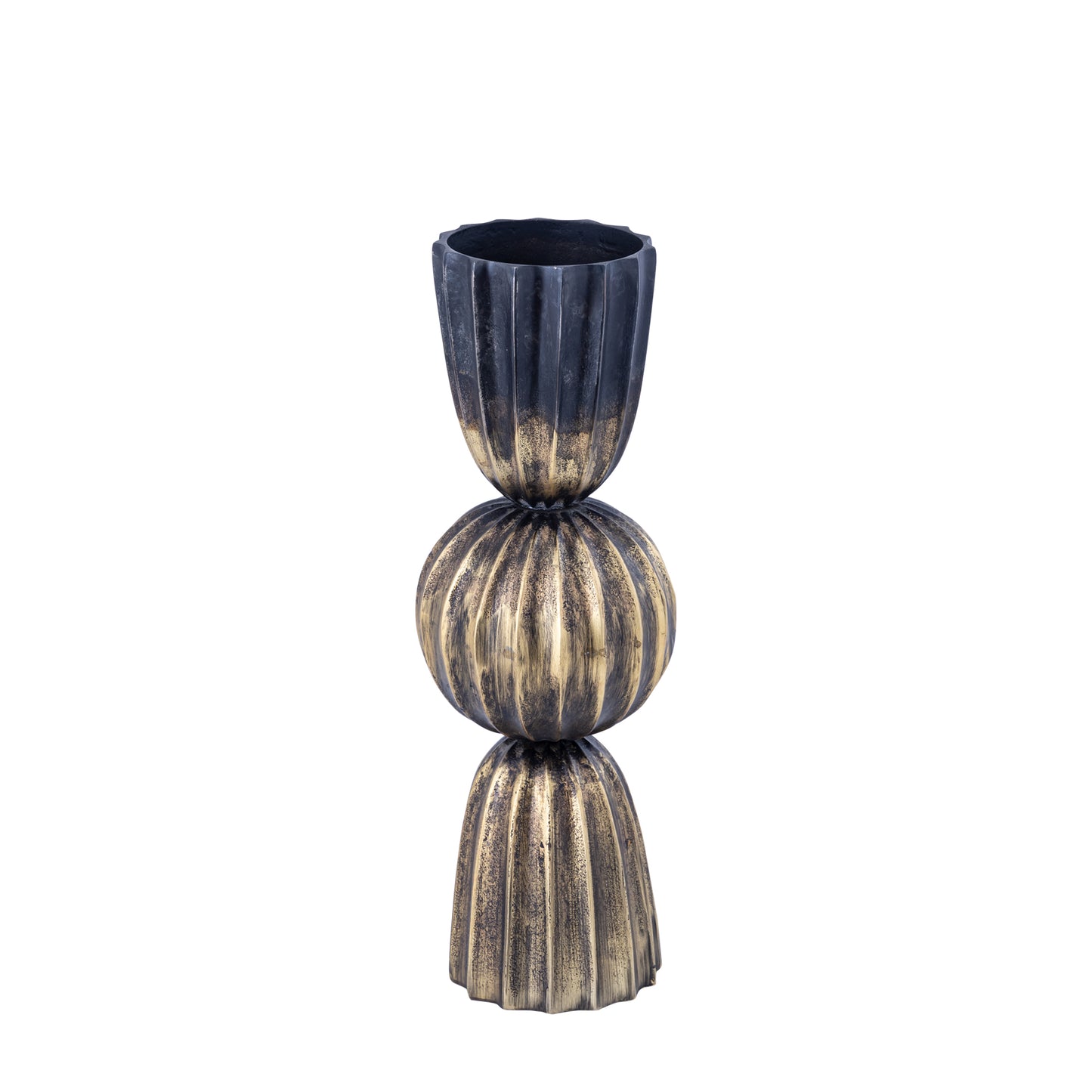 Nasir Ant Brass Casted Alu Round Pot Ribbed