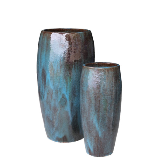 Rachyl Blue Glazed Round Ceramic Pot High SV2