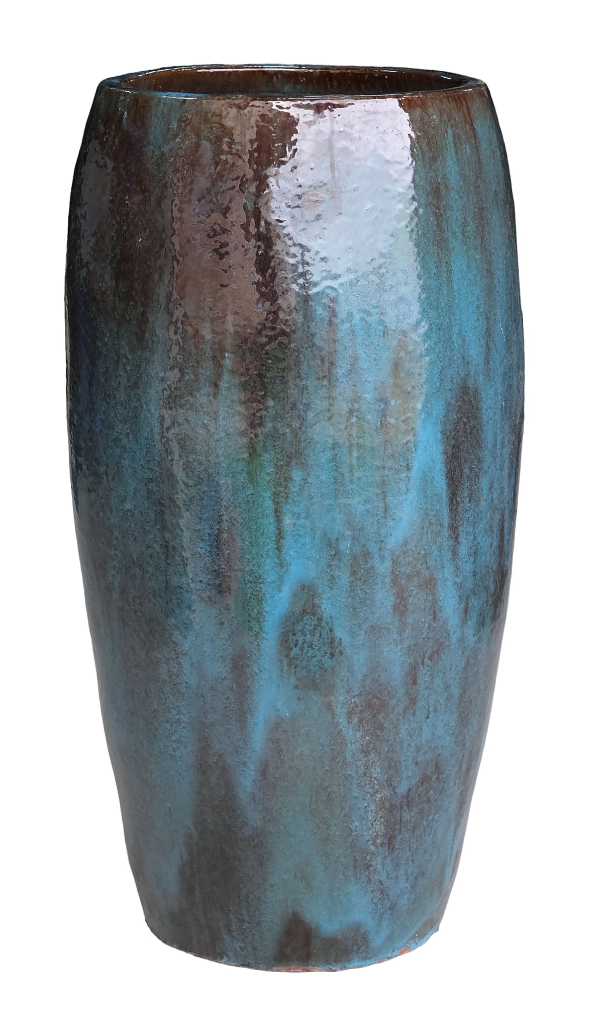 Rachyl Blue Glazed Round Ceramic Pot High SV2