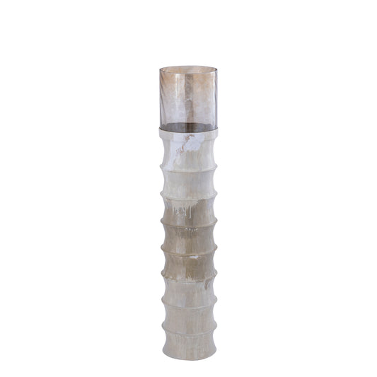 Kaylyne Cream Enamel Ribbed Stormlight W Glass M