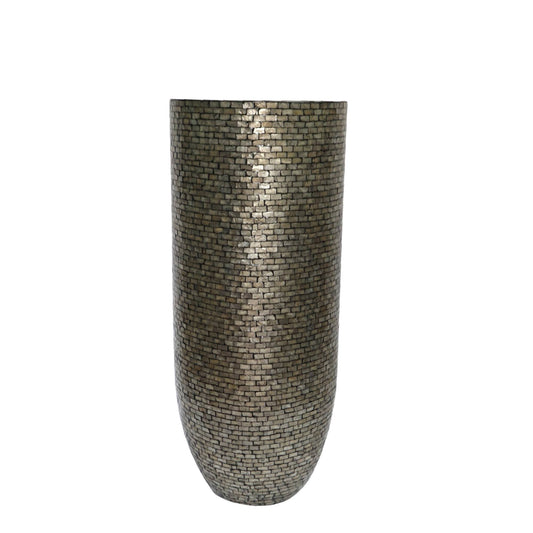 Adrija Champagne Round Poly Shell Bamboo Pot XL