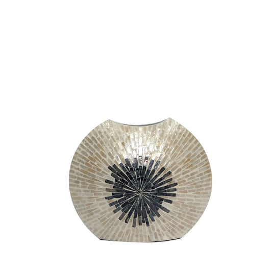 Vojtech White Oval Poly Shell Bamboo Pot Ombre S