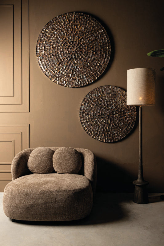 Nikael Bronze Round Poly Shell Bamboo Wall Panel S