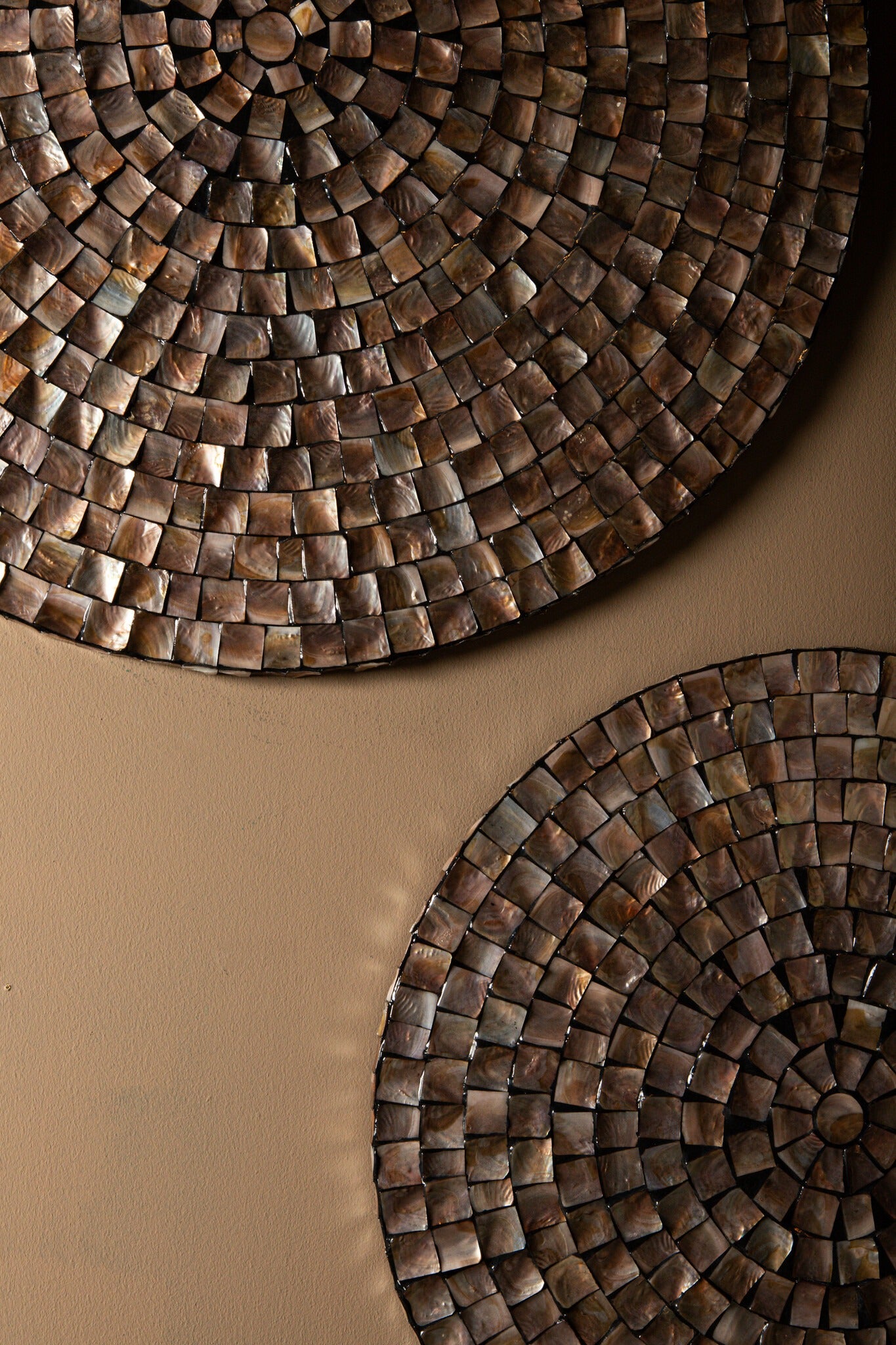 Nikael Bronze Round Poly Shell Bamboo Wall Panel S