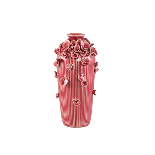 Saubaan Pink Round Glazed Ceramic Vase Flowers S