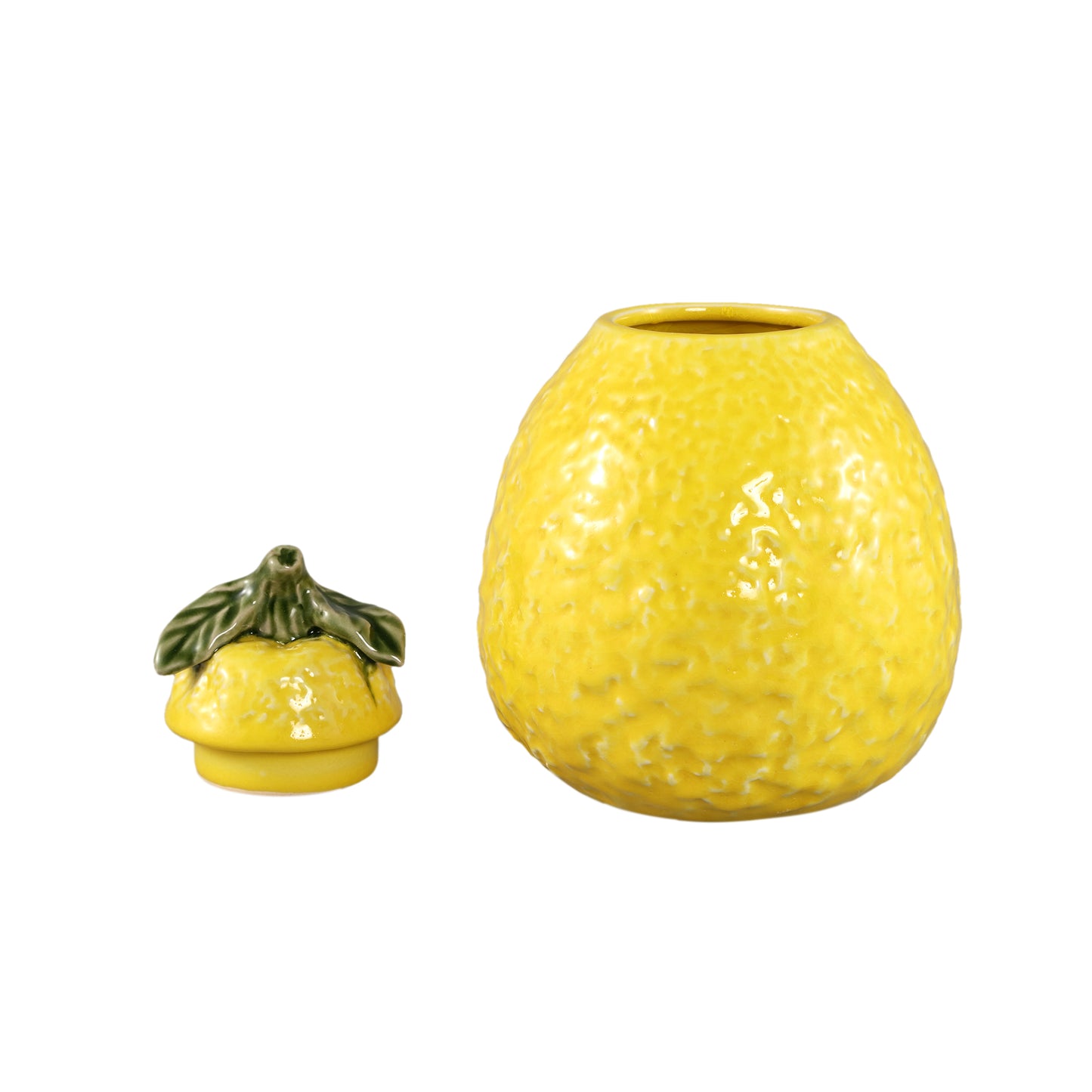Nieska Yellow Lemon Glazed Ceramic Pot With Lid