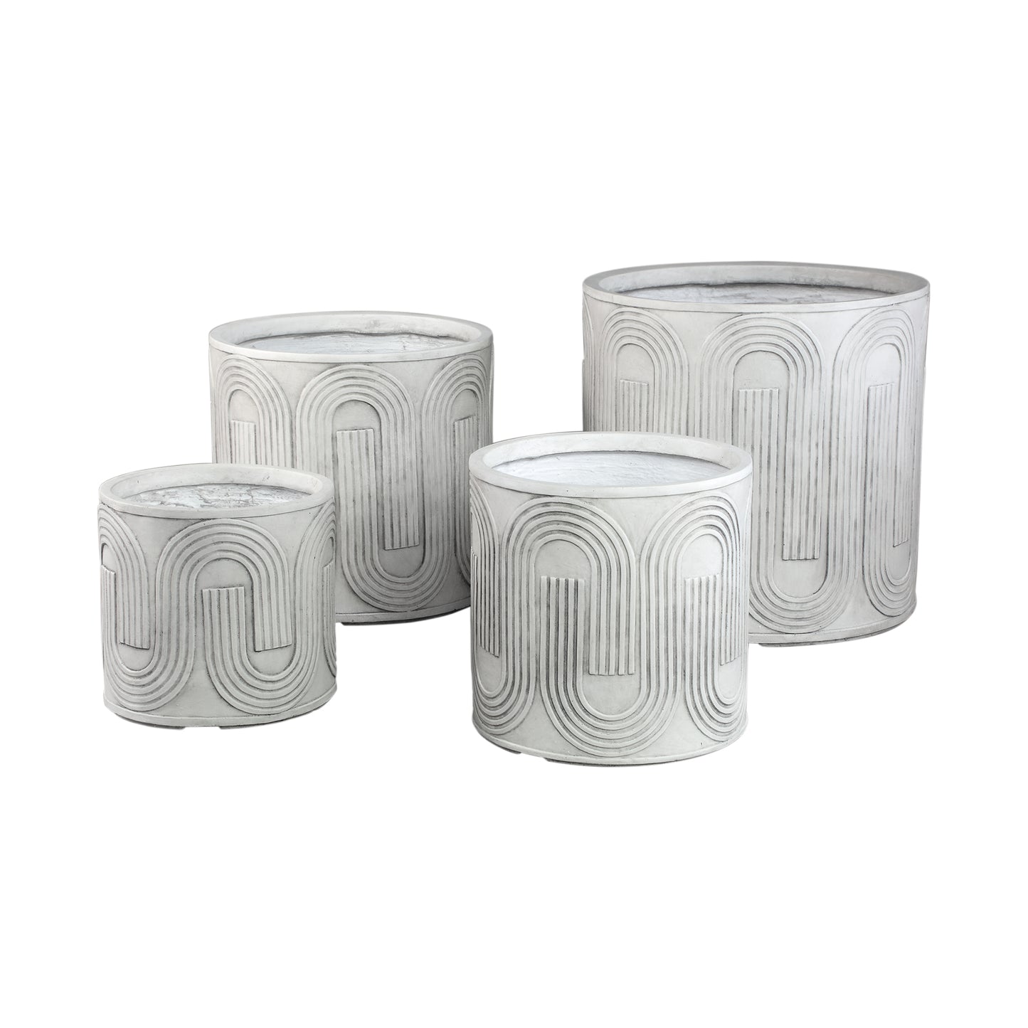 Zakerie White Round Magnesium Pot Wavy Pattern SV4