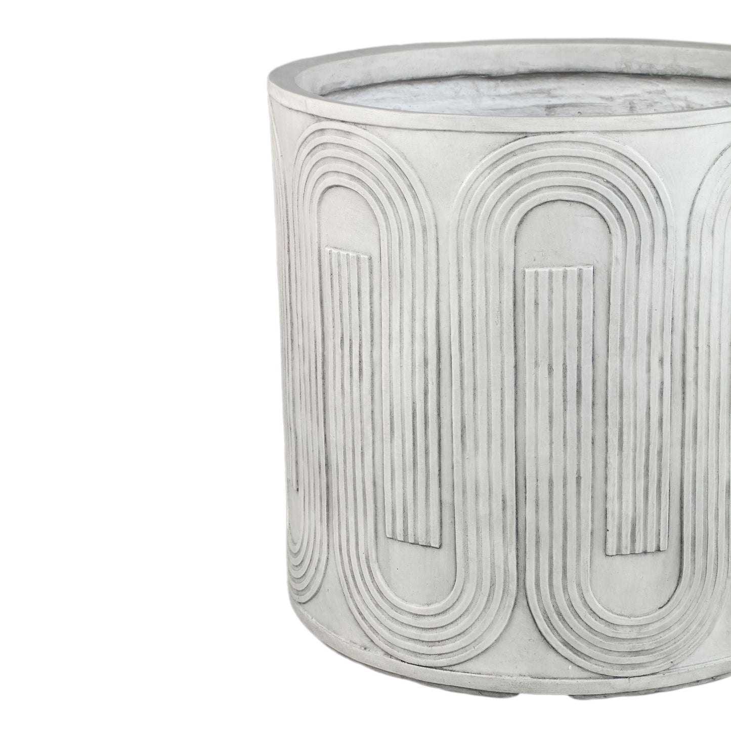 Zakerie White Round Magnesium Pot Wavy Pattern SV4