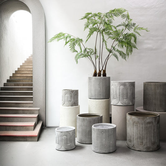 Paizlie Beige Round Magnesium Pot Line Pattern SV3