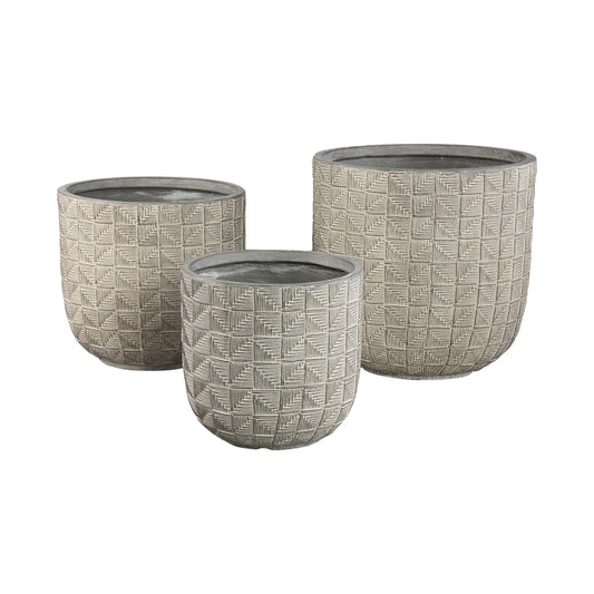 Suguna Grey Round Magnesium Pot Squares Low SV3