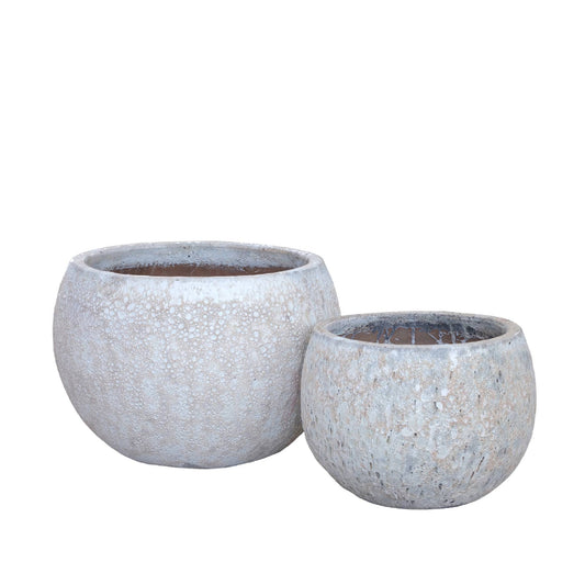 Caedyn White Round Ceramic Pot Rough Finish SV2 L