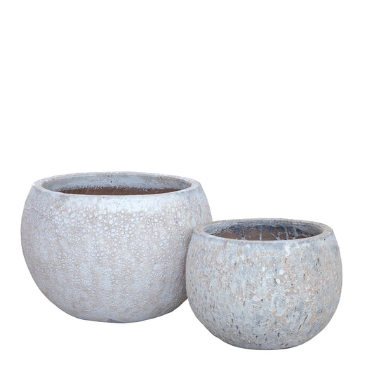 Caedyn White Round Ceramic Pot Rough Finish SV2 S