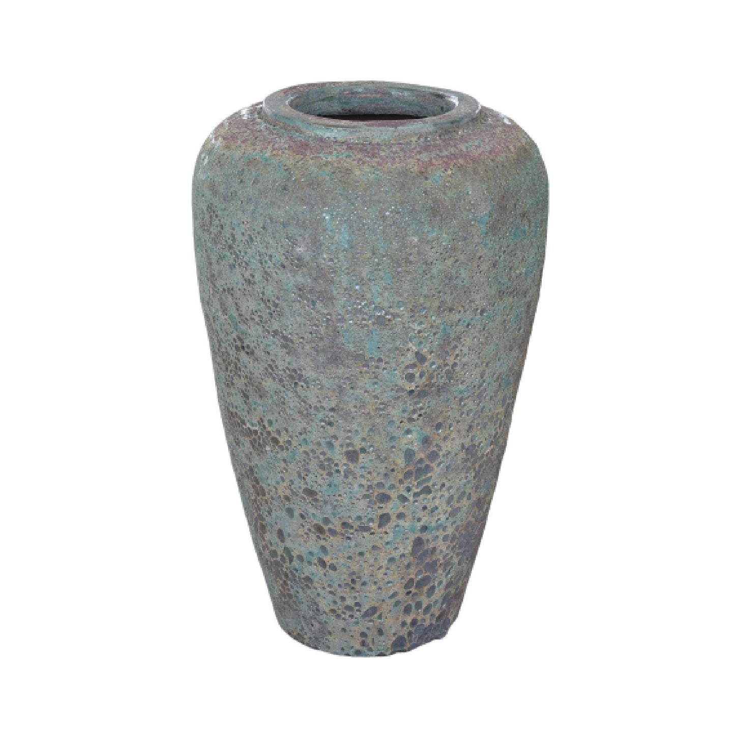 Jossilyn Green Round Ceramic Pot Rough Finish High
