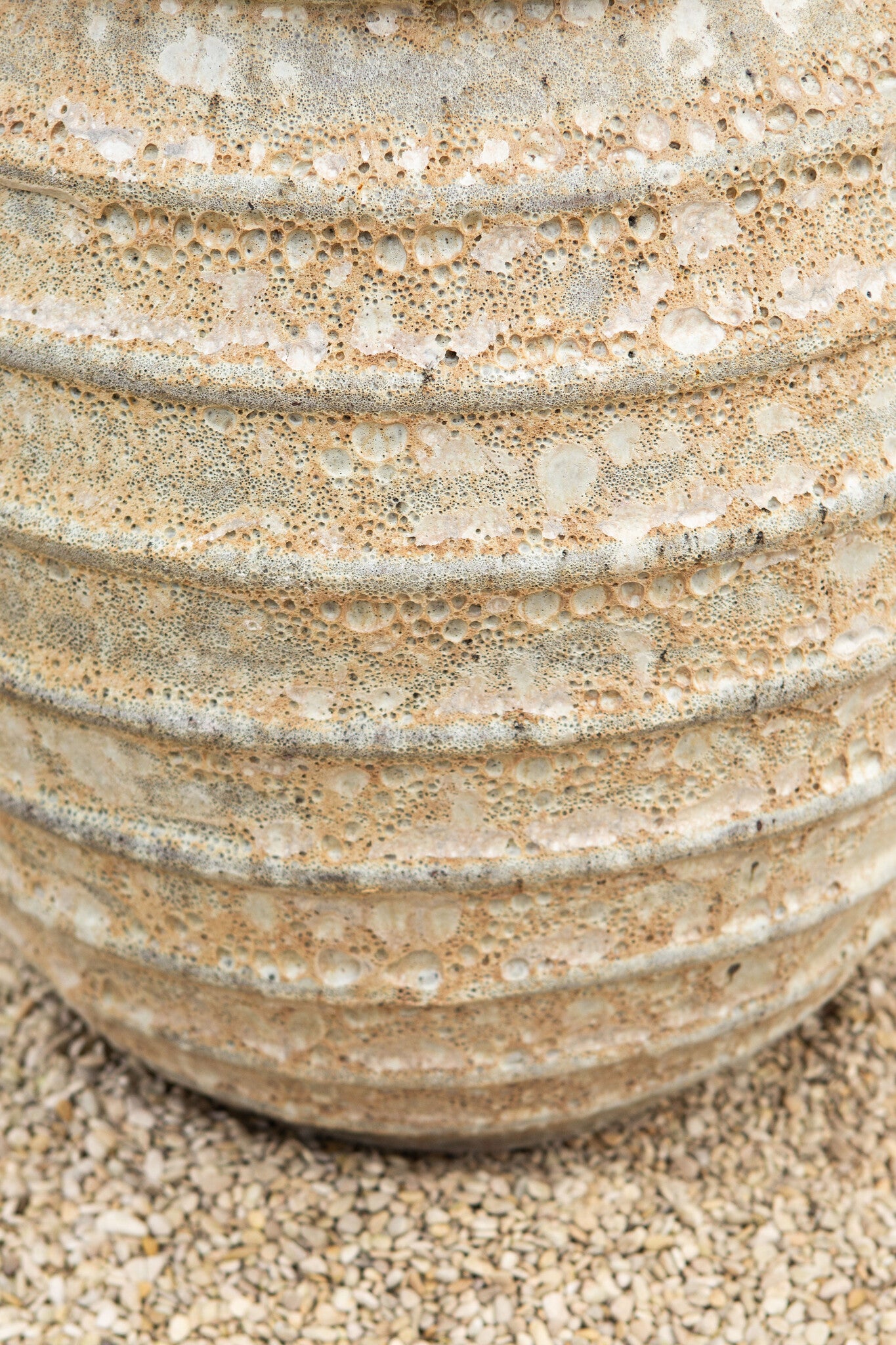 Maeghan White Round Ceramic Pot Lines Rough Finish