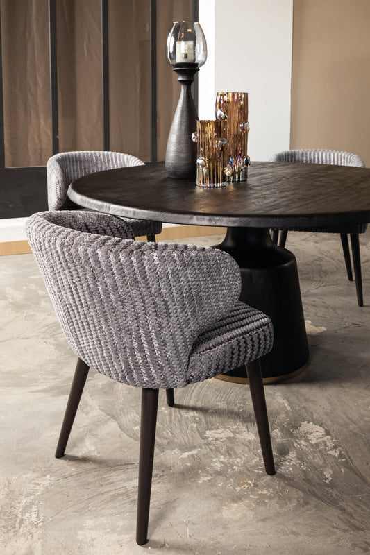 Fiori Taupe 19 Dining Chair Dark Brown Wood Legs