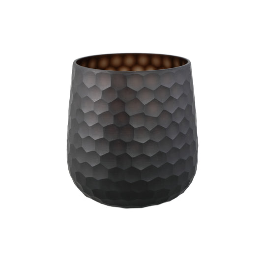 Eboney Brown Round Glass Vase Circle Pattern Low