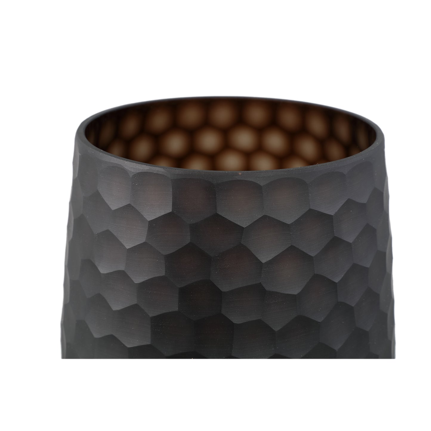 Eboney Brown Round Glass Vase Circle Pattern Low