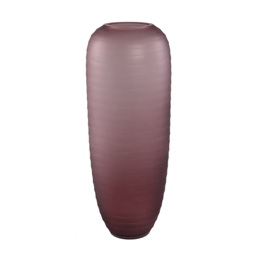 Nadah Pink Round Ribbed Glass Vase High L