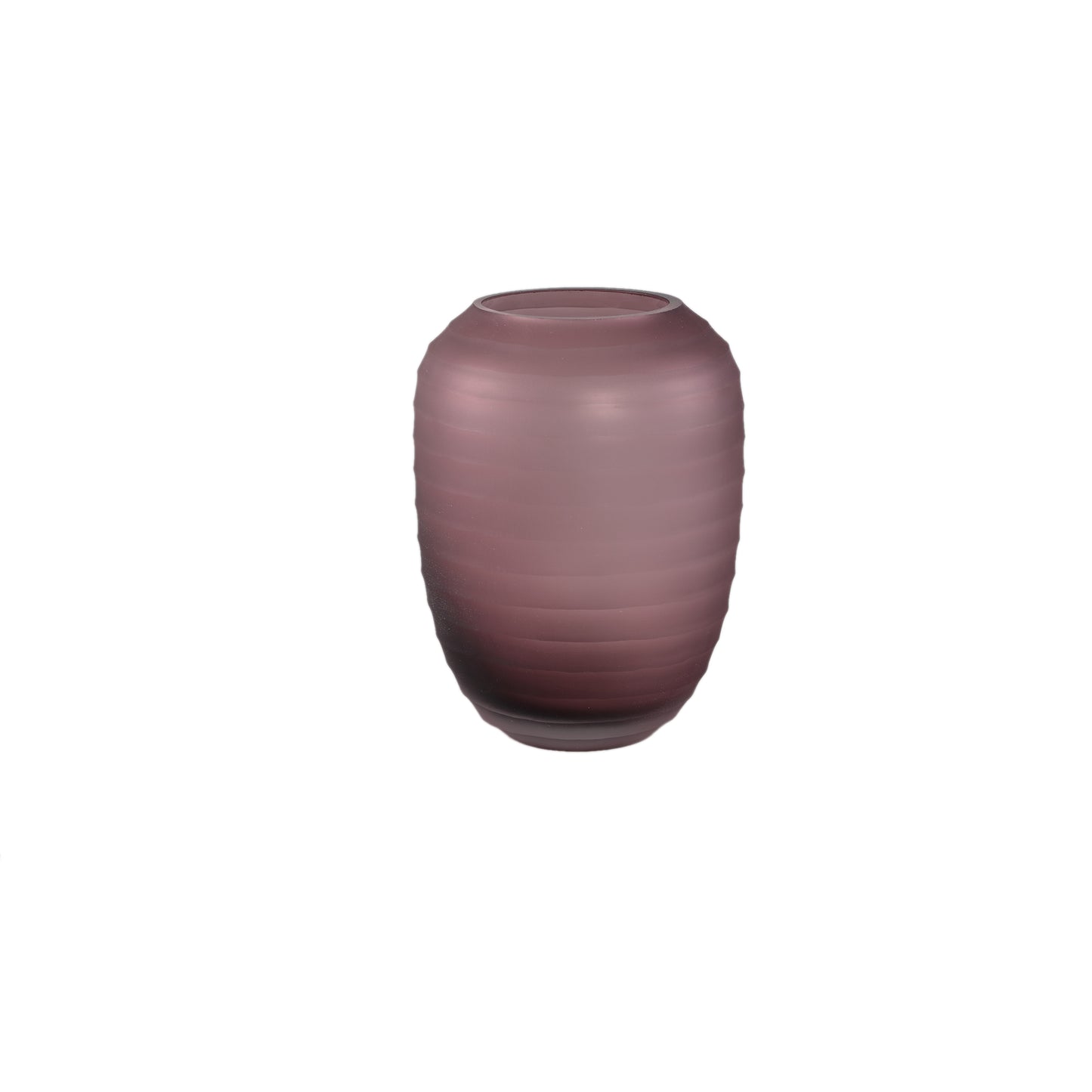 Nadah Pink Round Ribbed Glass Vase Low